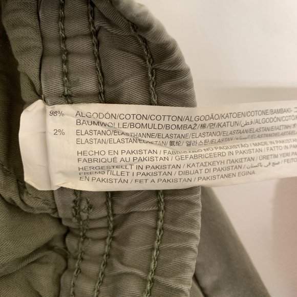 ZARA Jogger Khaki Green Mens Large Elastic Waist Drawstring Cotton Blend - Picture 12 of 16